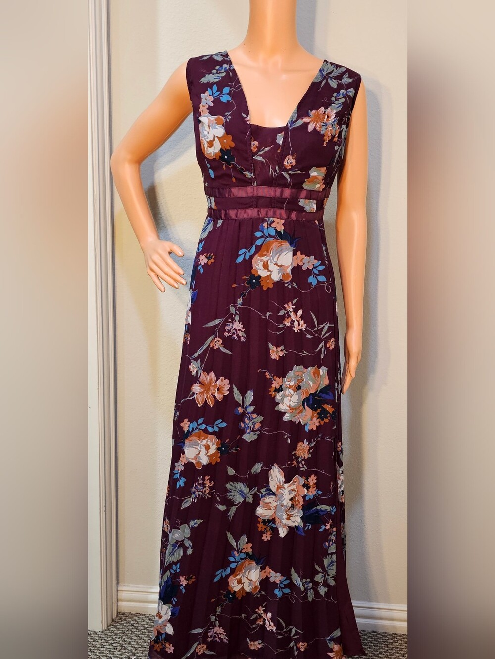 ASOS Floral Maxi Pleated Dress Size 12